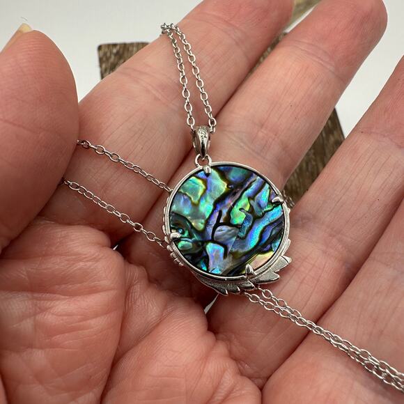 Phoenix Sterling Silver Abalone CZ Necklace - Picture 5 of 5